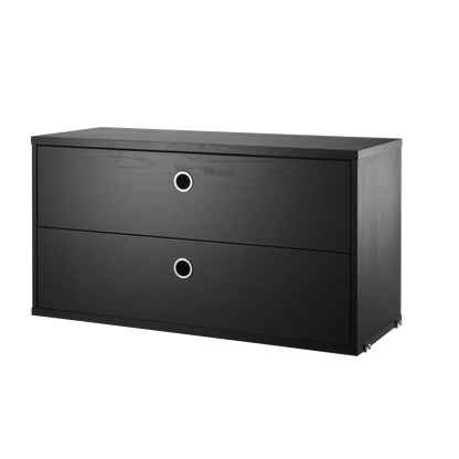 Chest of drawers - W78 x D30 x H42, Black stained ash - image 3