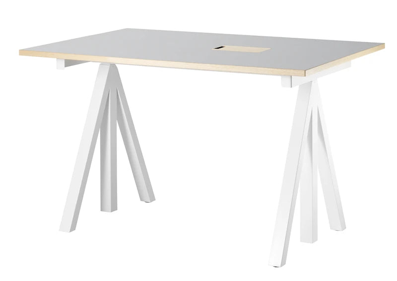 Work desks 120x78 White/Light grey linoleum with edging in ash