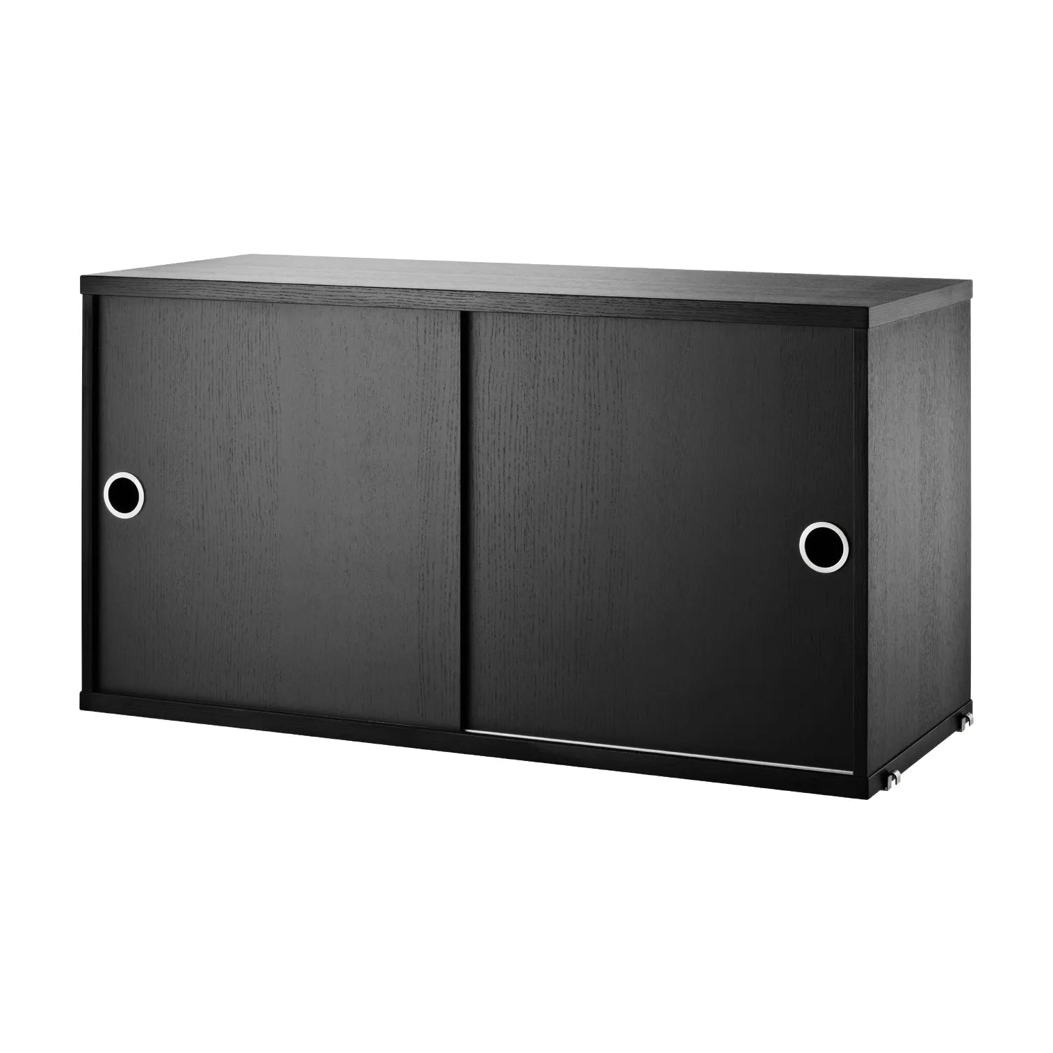 Cabinet with sliding door - W78 x D30 x H42, Black stained ash - image 4