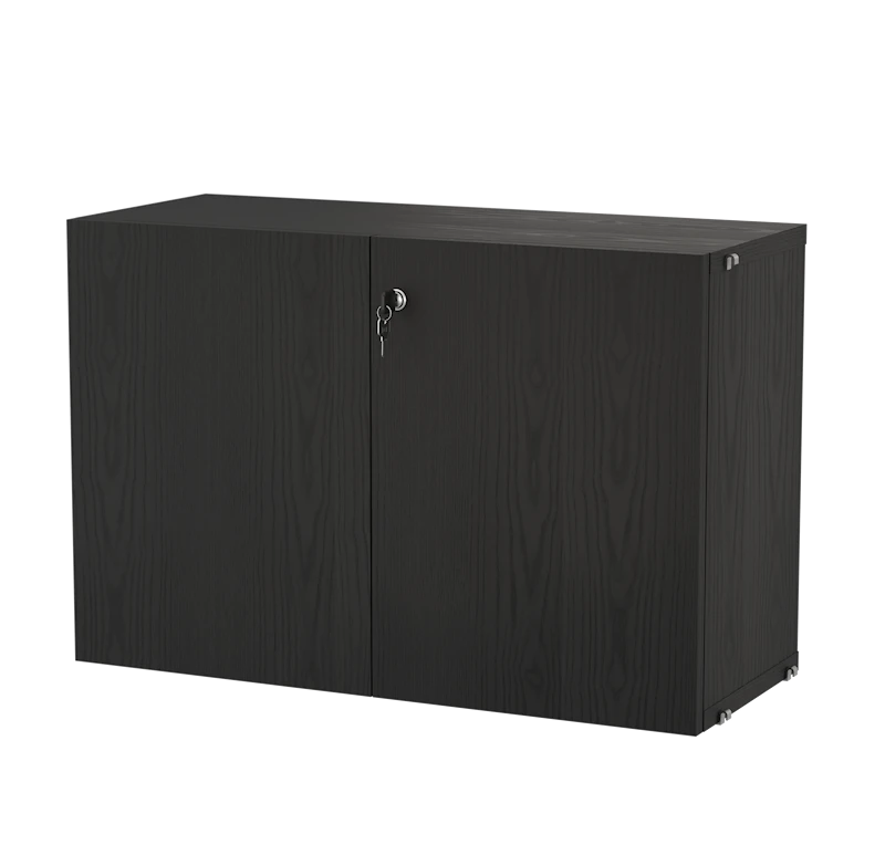 Cabinet with lock - W78 x D32.2 x H52, Black stained ash