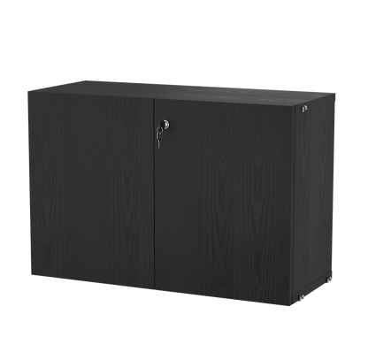 Cabinet with lock - W78 x D32.2 x H52, Black stained ash