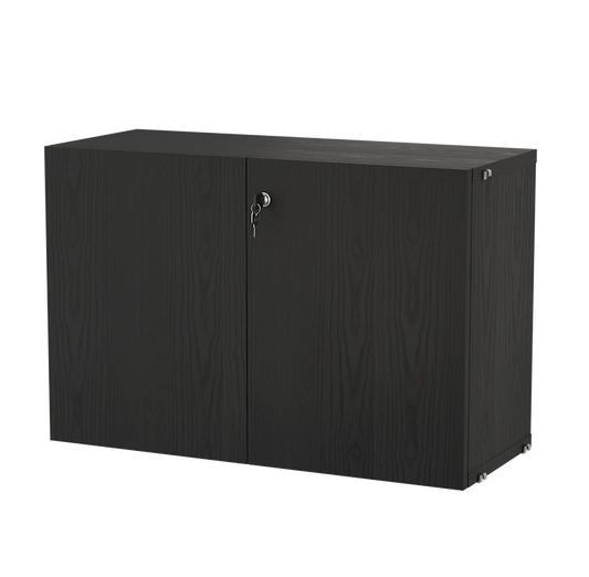 Cabinet with lock - W78 x D32.2 x H52, Black stained ash