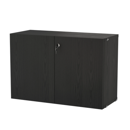 Cabinet with lock - W78 x D32.2 x H52, Black stained ash - image 3