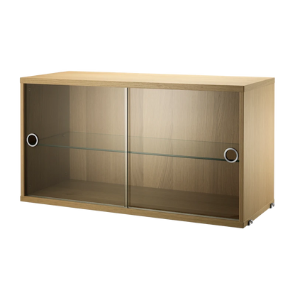 Display cabinet with sliding glass door - W78 x D30 x H42, Oak