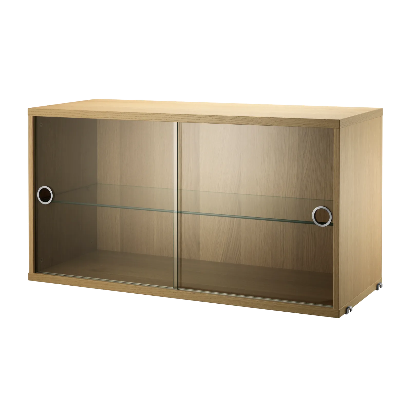 Display cabinet with sliding glass door - W78 x D30 x H42, Oak - image 3