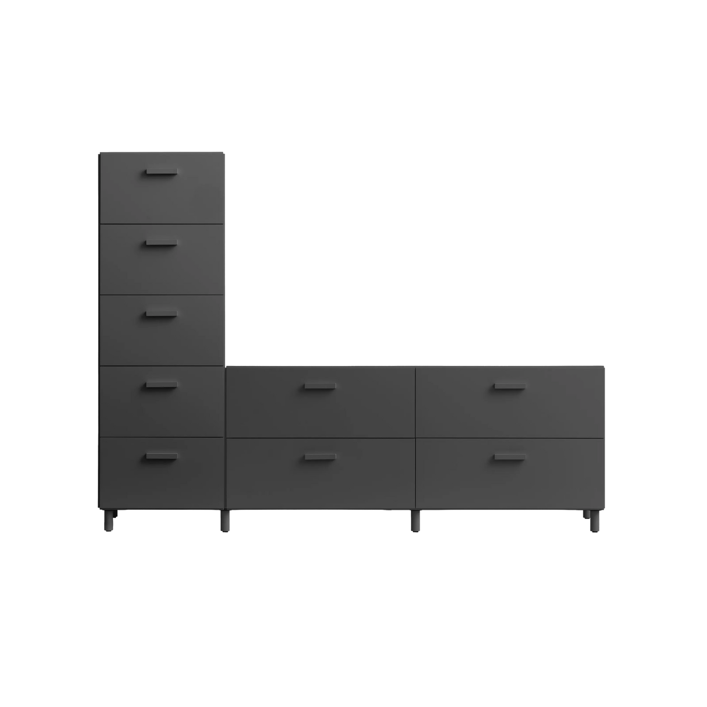 One low and one tall Relief drawer with legs Grey - image 3