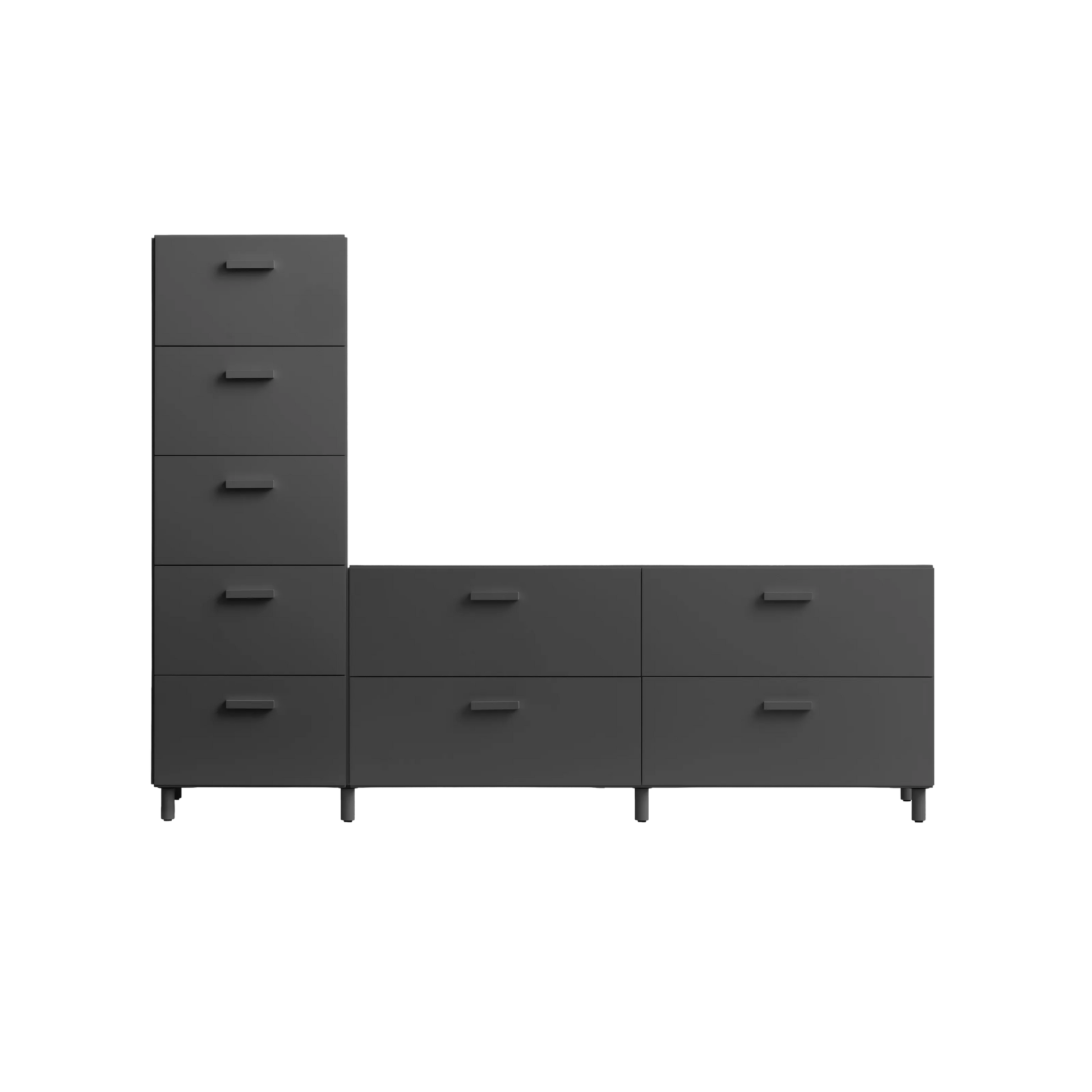 One low and one tall Relief drawer with legs Grey - image 3
