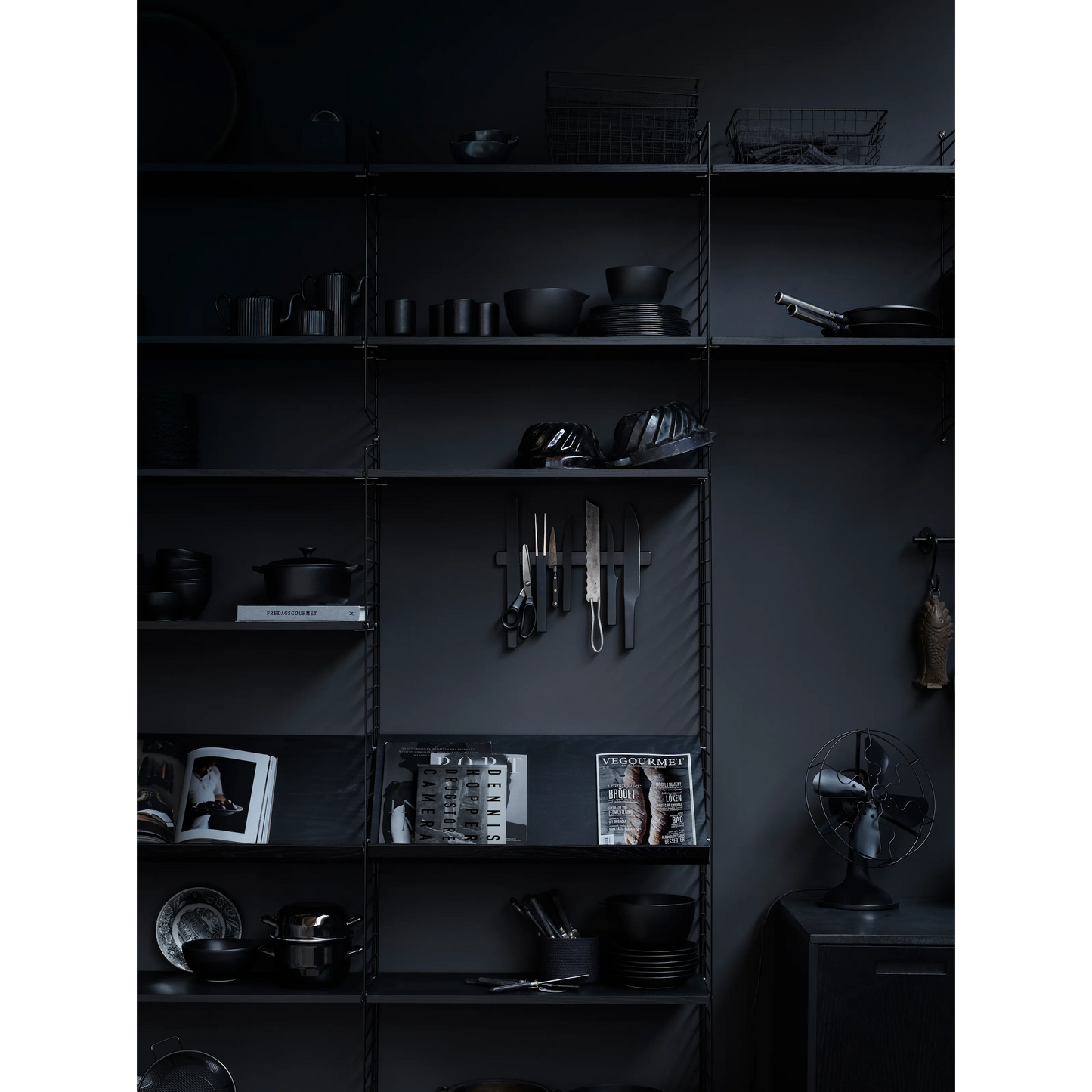 Shelf - W58 x D20, Black stained ash, 3-pack - image 2