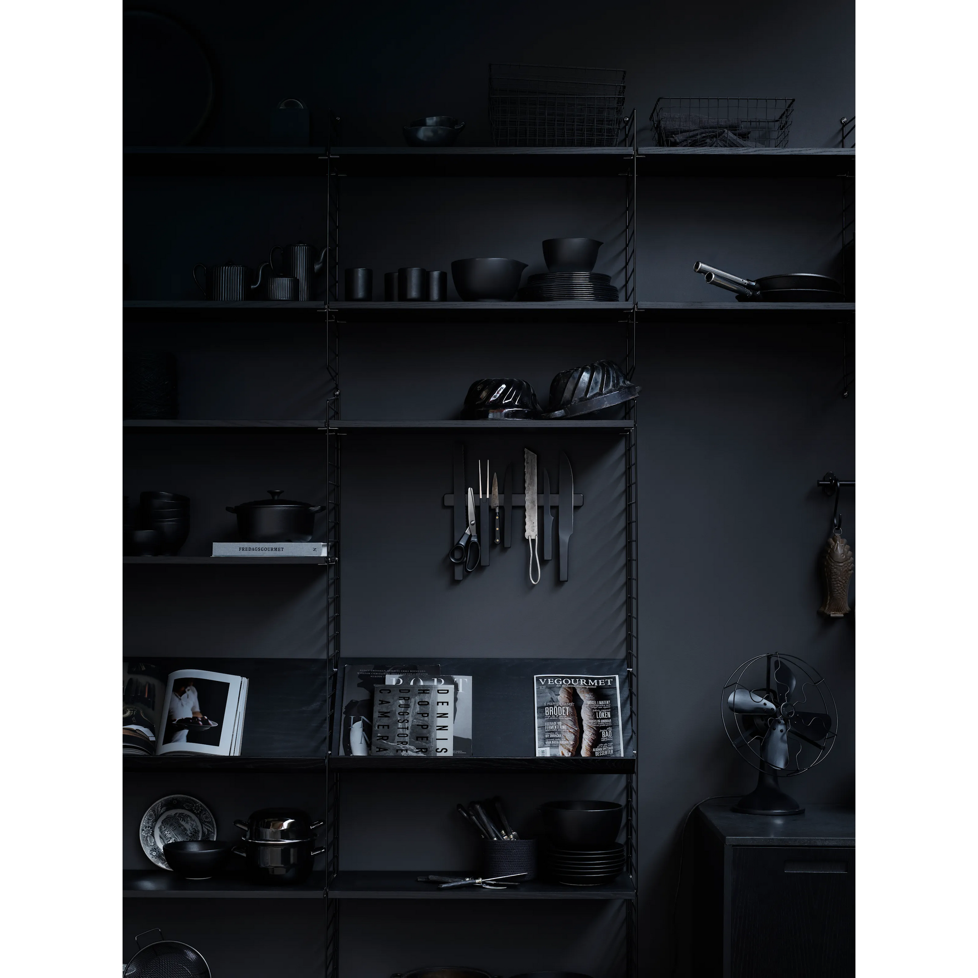 Shelf - W58 x D20, Black stained ash, 3-pack - image 2