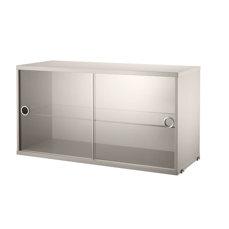 Display cabinet with sliding glass door - W78 x D30 x H42, Beige