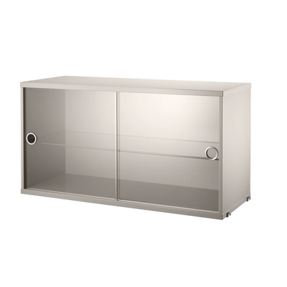 Display cabinet with sliding glass door - W78 x D30 x H42, Beige