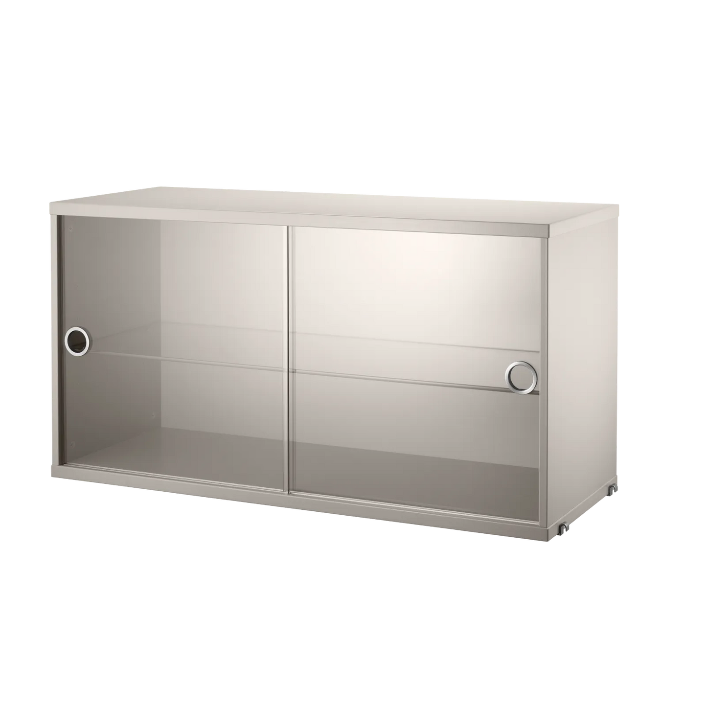 Display cabinet with sliding glass door - W78 x D30 x H42, Beige - image 3