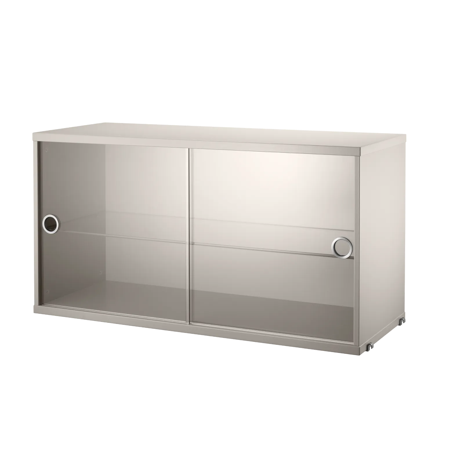 Display cabinet with sliding glass door - W78 x D30 x H42, Beige - image 3