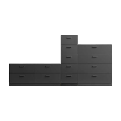 One low, one tall and one wide Relief drawer with plinth Grey - image 4