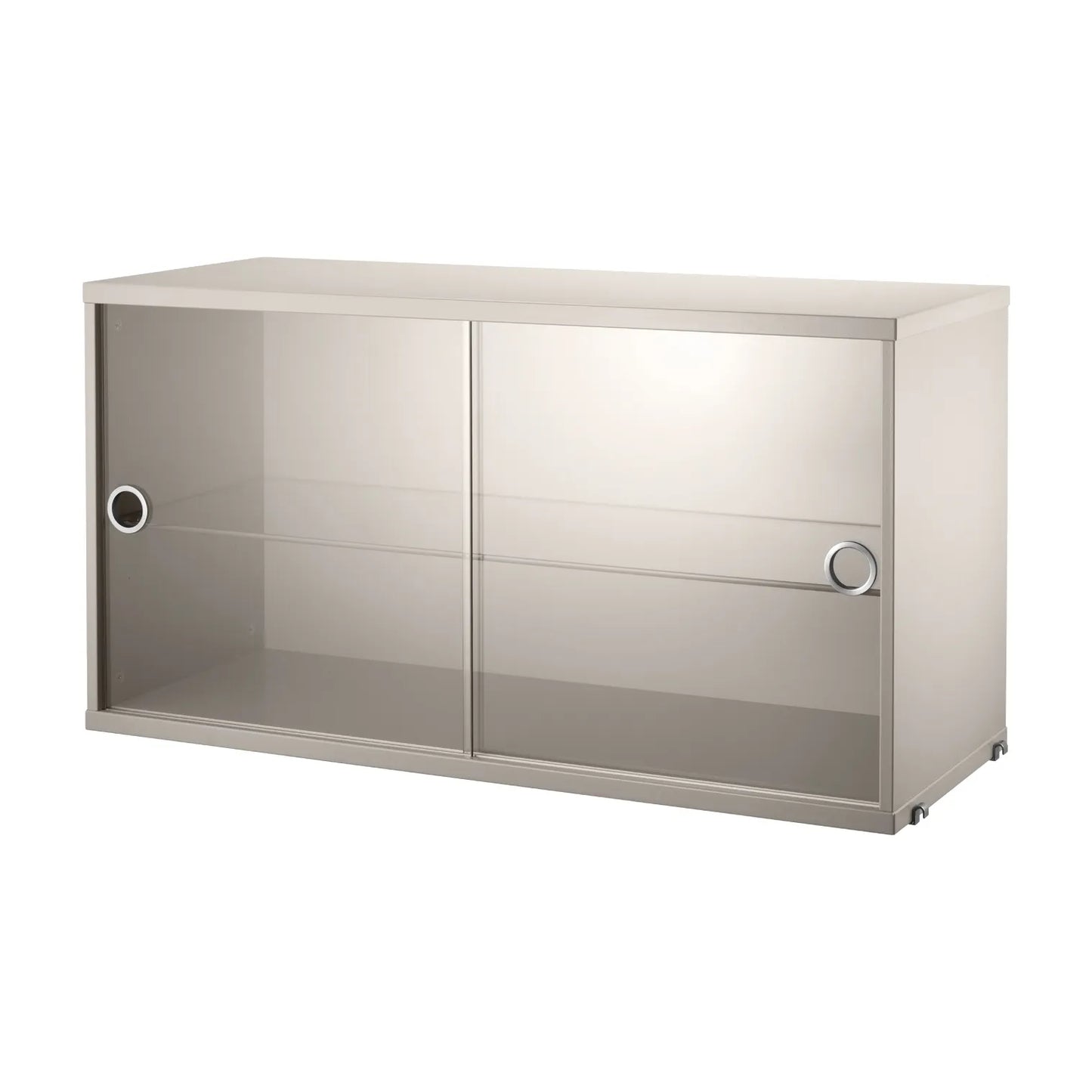 Display cabinet with sliding glass door - W78 x D30 x H42, Beige - image 4