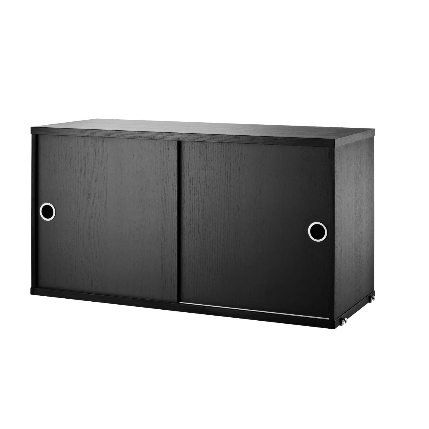 Cabinet with sliding door - W78 x D30 x H42, Black stained ash - image 3