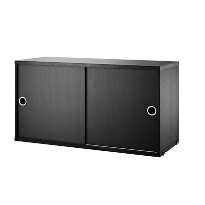 Cabinet with sliding door - W78 x D30 x H42, Black stained ash - image 3