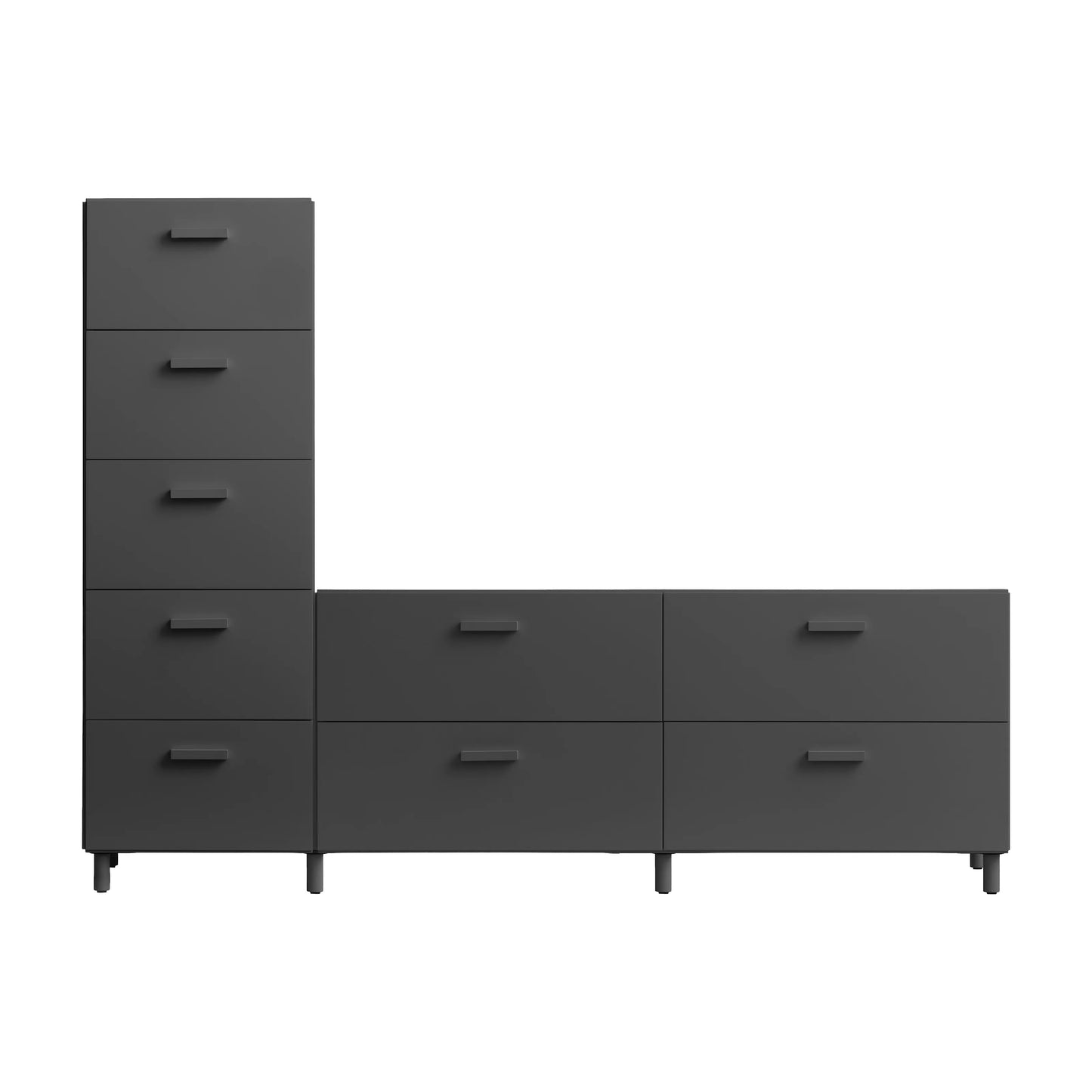 One low and one tall Relief drawer with legs Grey - image 4