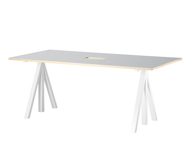 Work desks 180x90 White/Light grey linoleum with edging in ash