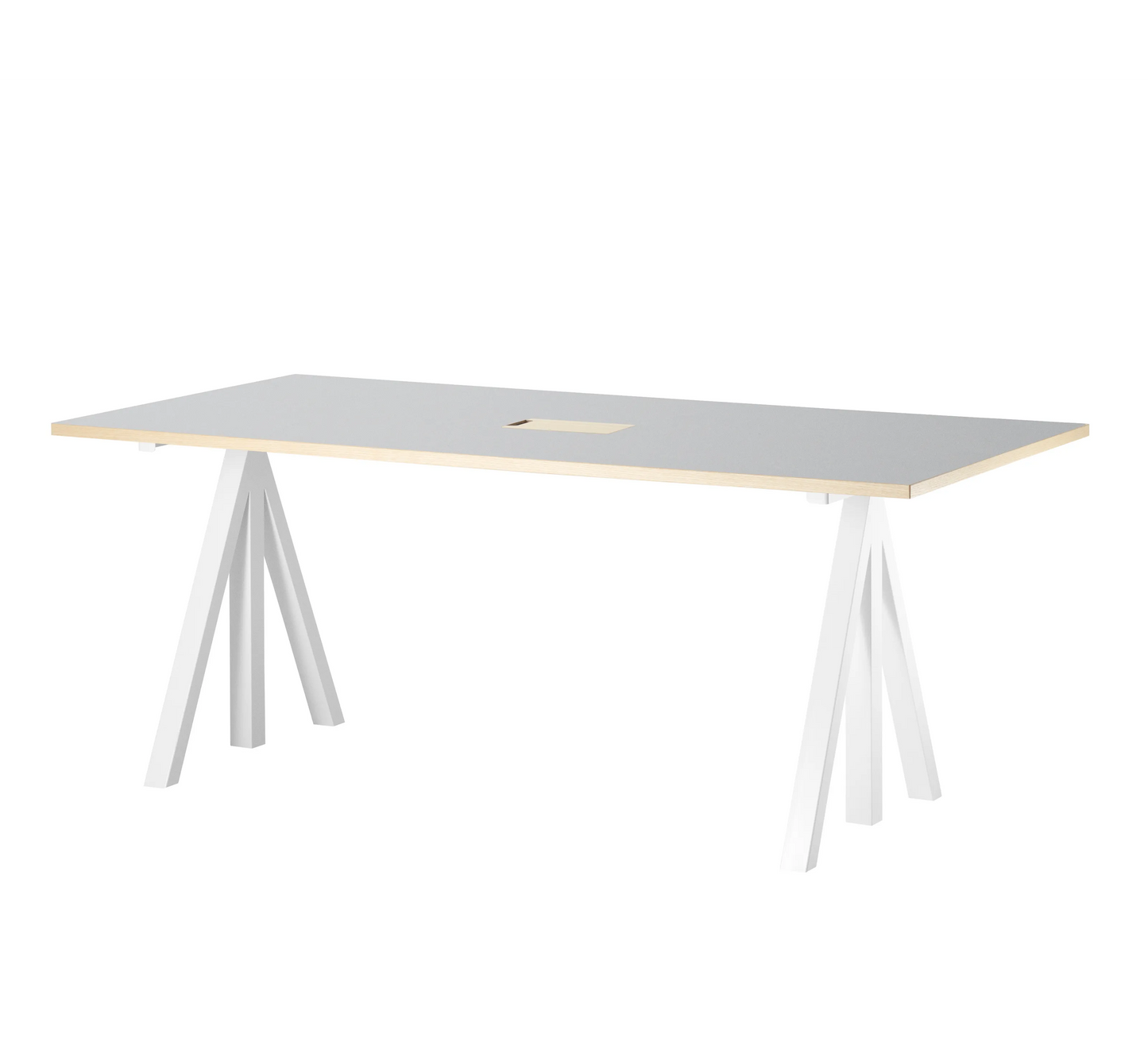 Work desks 180x90 White/Light grey linoleum with edging in ash - image 3