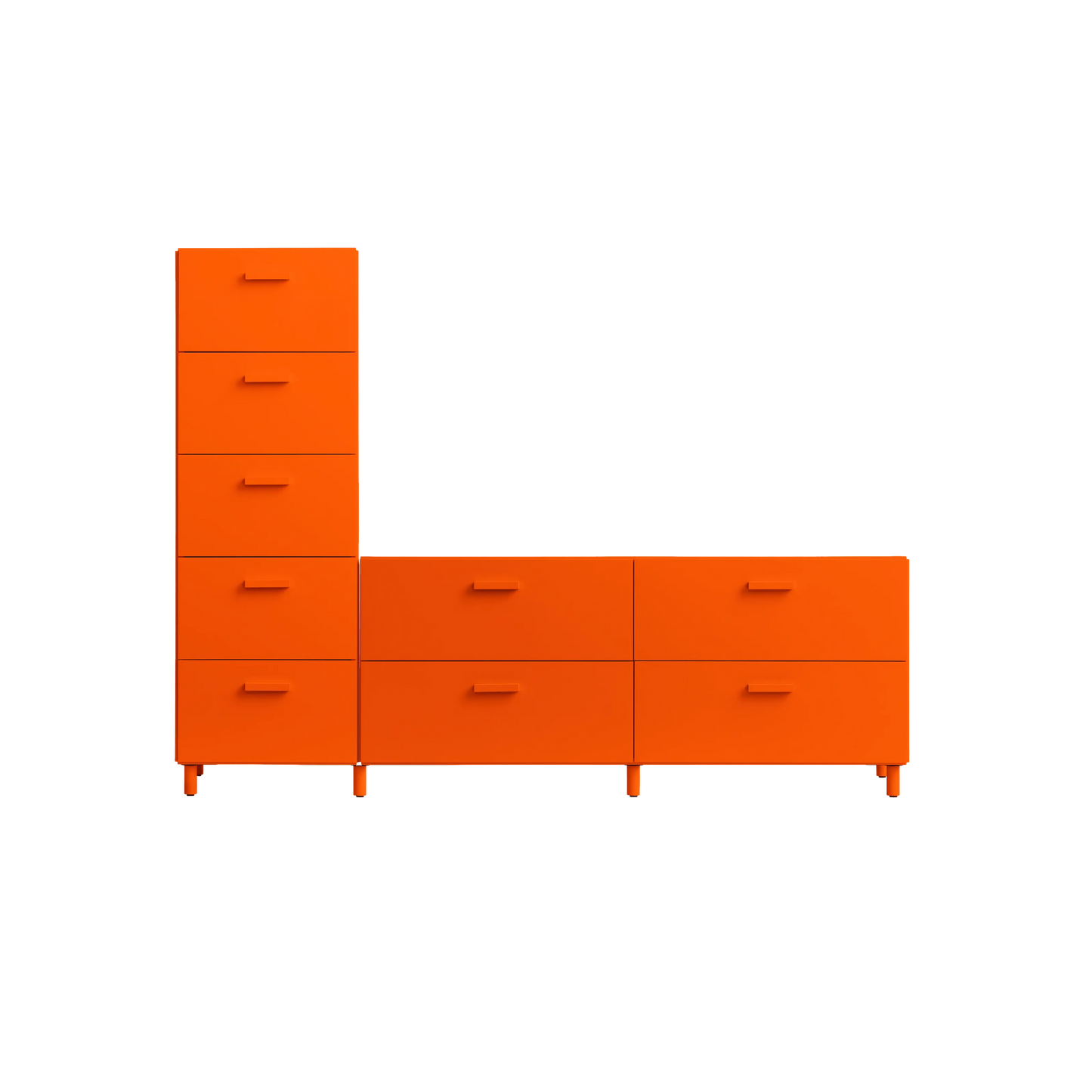 One low and one tall Relief drawer with legs Orange - image 3