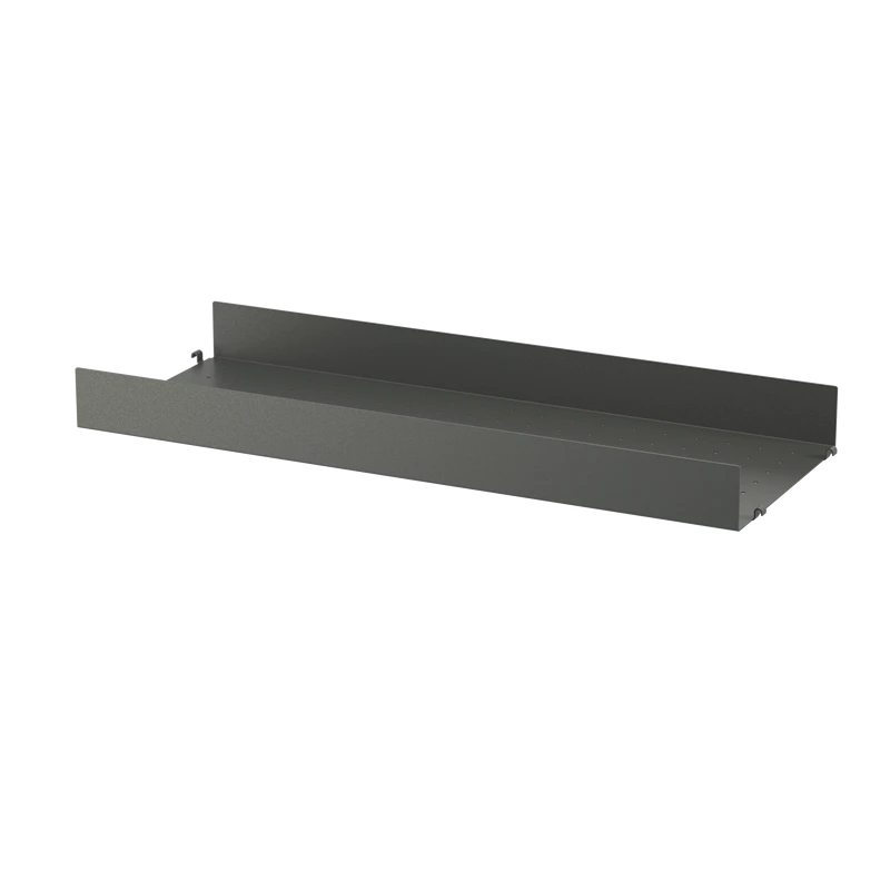 Metal shelf high edge - W78 x D30, Dark grey