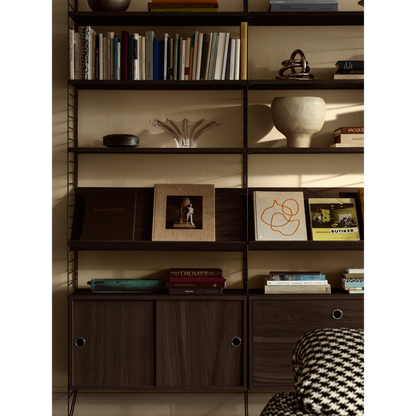 Cabinet with sliding door - W78 x D20 x H37, Dark oak - image 3