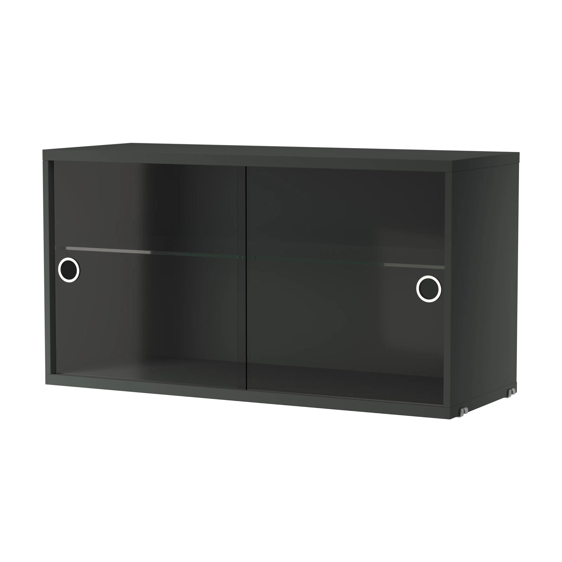 Display cabinet with sliding glass door - W78 x D30 x H42, Dark grey - image 3
