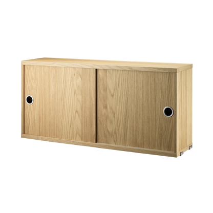 Cabinet with sliding door - W78 x D20 x H37, Oak