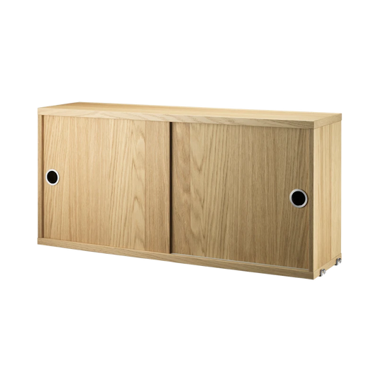 Cabinet with sliding door - W78 x D20 x H37, Oak