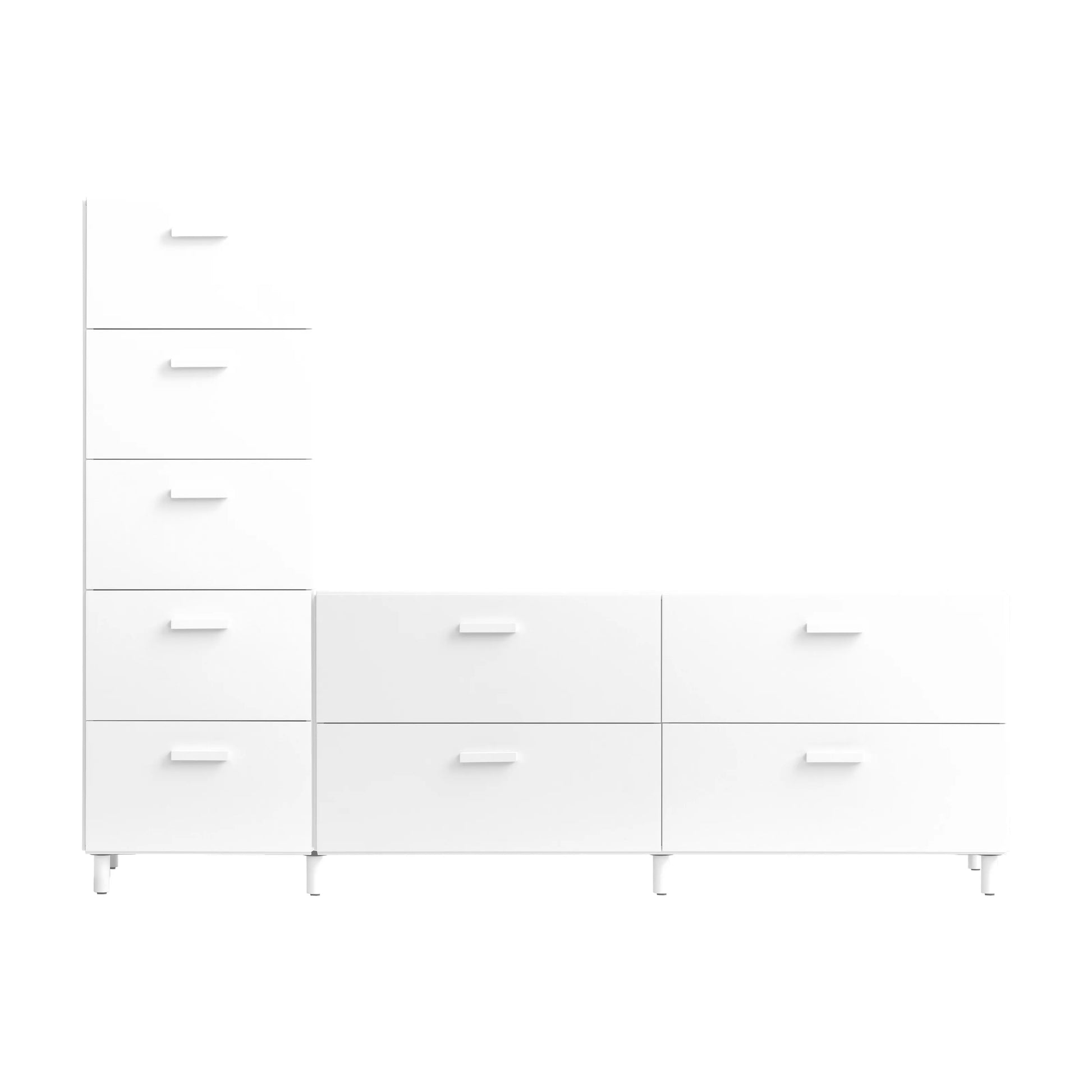 One low and one tall Relief drawer with legs White - image 4