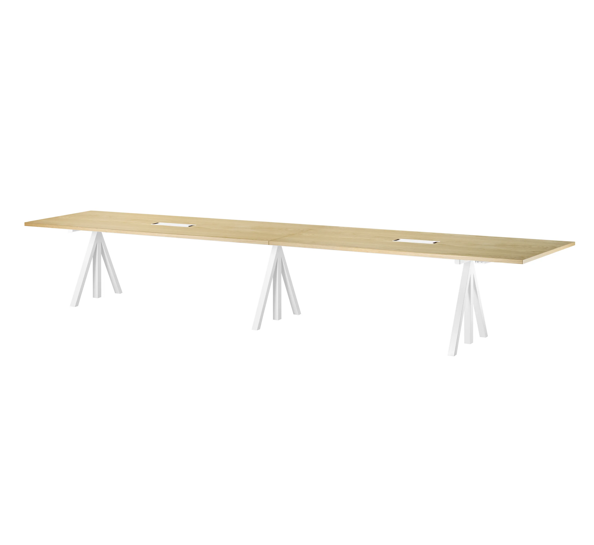 Height-adjustable conference tables 360x90 White/Oak - image 3