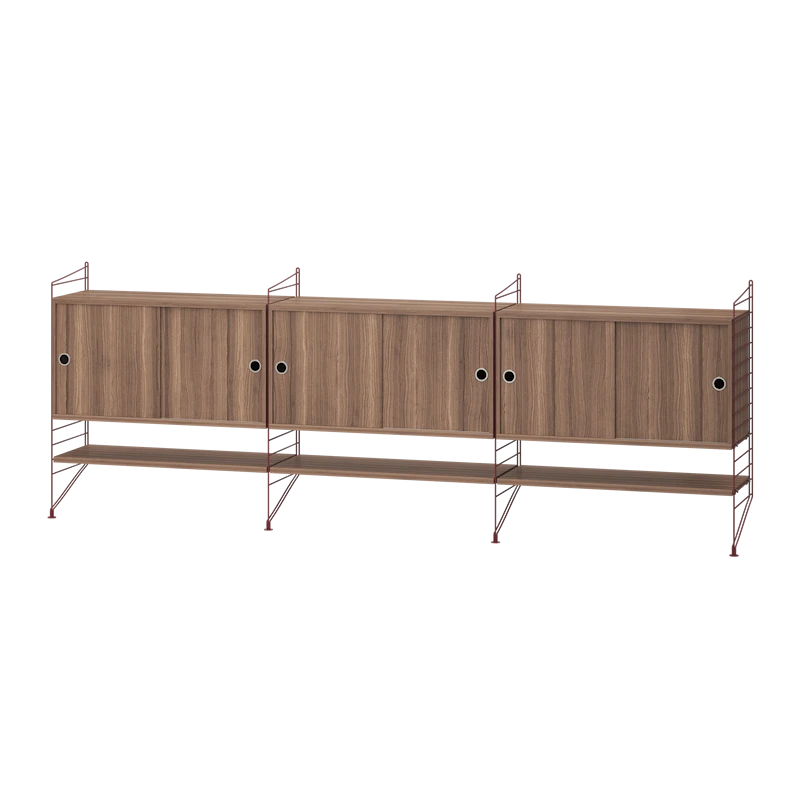 Living room F Dark red/Walnut