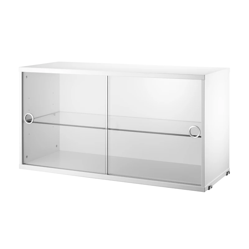 Display cabinet with sliding glass door - W78 x D30 x H42, White
