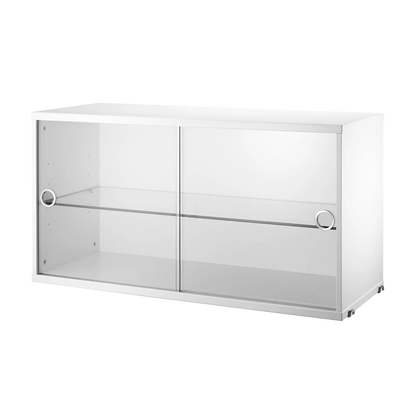 Display cabinet with sliding glass door - W78 x D30 x H42, White