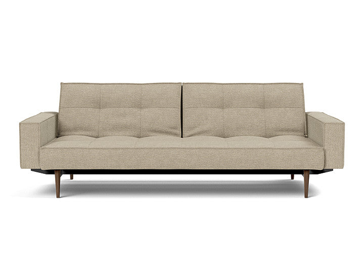 Splitback Styletto Sofa Bed Dark Wood With Arms - variant image