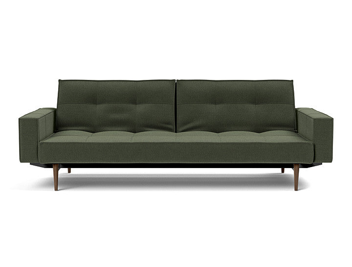 Splitback Styletto Sofa Bed Dark Wood With Arms - variant image