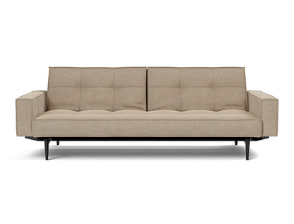 Splitback Styletto Sofa Bed Black Wood With Arms - variant image