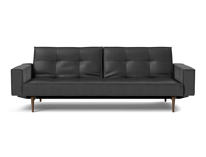 Splitback Styletto Sofa Bed Dark Wood With Arms - variant image