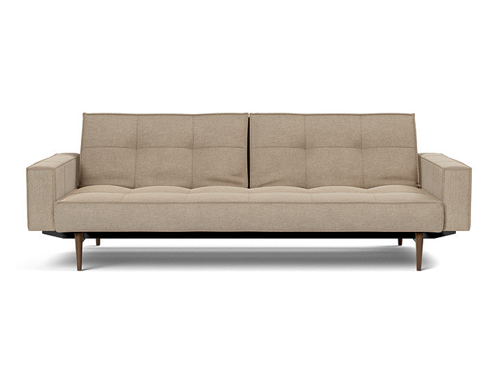 Splitback Styletto Sofa Bed Dark Wood With Arms - variant image