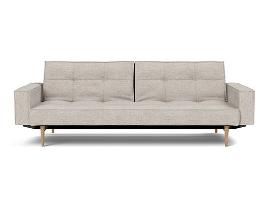 Splitback Styletto Sofa Bed Light Wood With Arms - angle 1