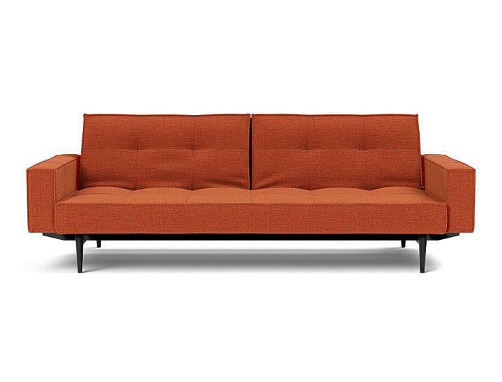 Splitback Styletto Sofa Bed Black Wood With Arms - variant image