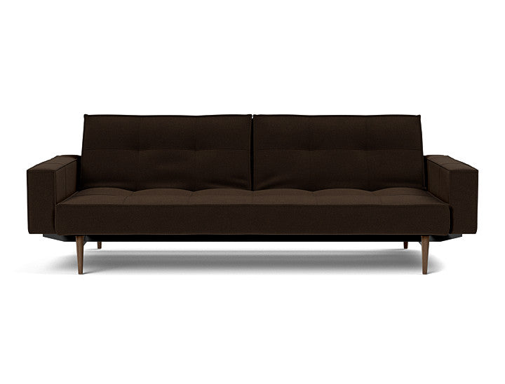 Splitback Styletto Sofa Bed Dark Wood With Arms - variant image