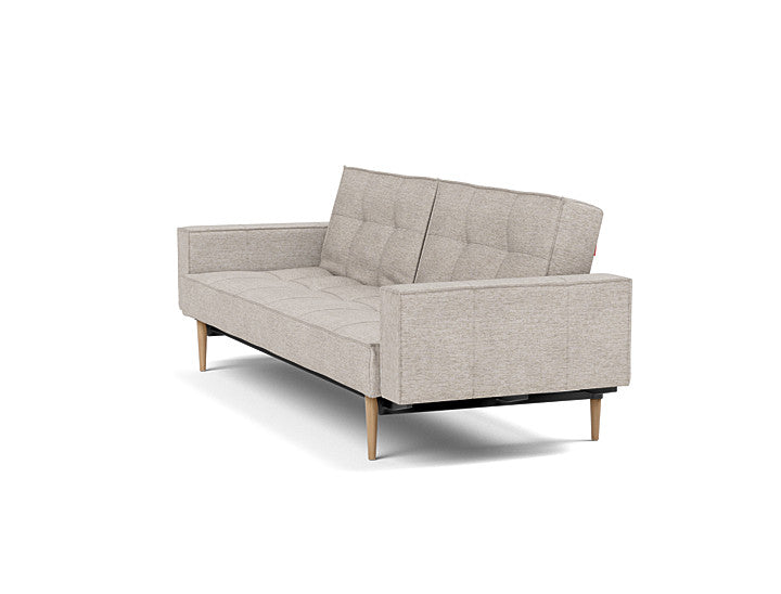 Splitback Styletto Sofa Bed Light Wood With Arms - angle 4