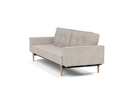 Splitback Styletto Sofa Bed Light Wood With Arms - angle 4
