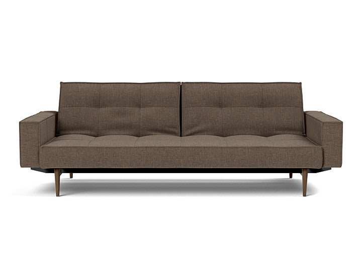 Splitback Styletto Sofa Bed Dark Wood With Arms - variant image