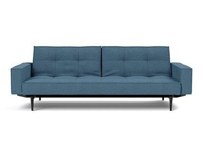 Splitback Styletto Sofa Bed Black Wood With Arms - variant image