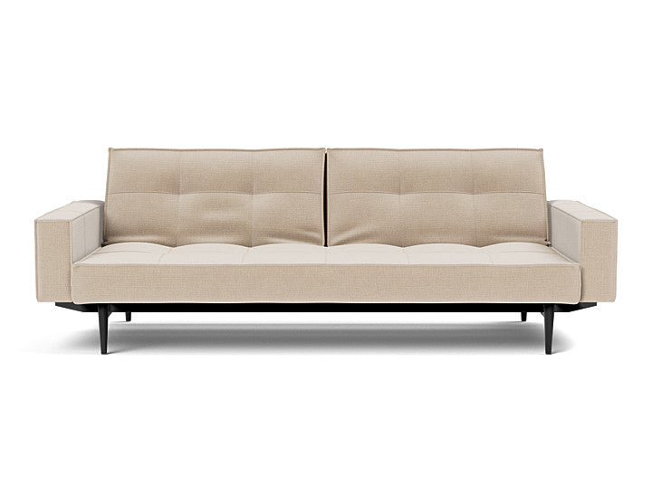 Splitback Styletto Sofa Bed Black Wood With Arms - variant image