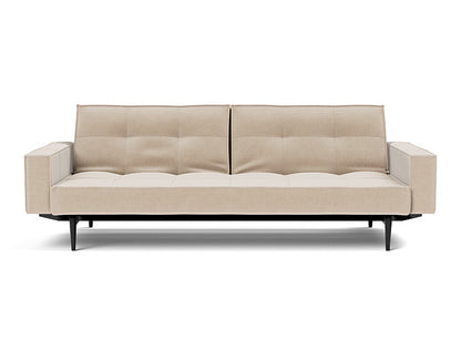 Splitback Styletto Sofa Bed Black Wood With Arms - variant image