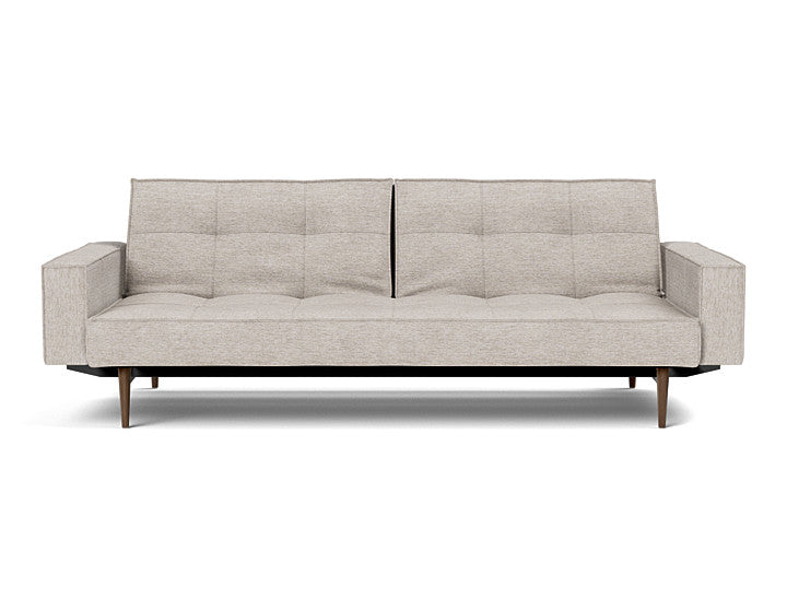 Splitback Styletto Sofa Bed Dark Wood With Arms - angle 1